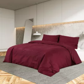  bordó pamut ágyneműhuzat-garnitúra 200 x 220 cm