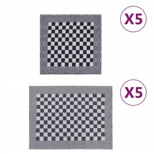  10 részes kék és fehér pamut törölközőszett