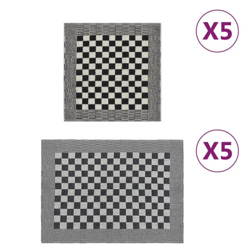  10 részes fekete-fehér pamut törölközőszett