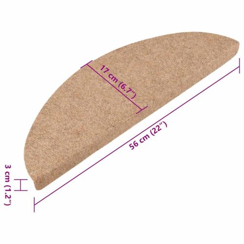  15 db bézs öntapadó lépcsőszőnyeg 56x17x3 cm