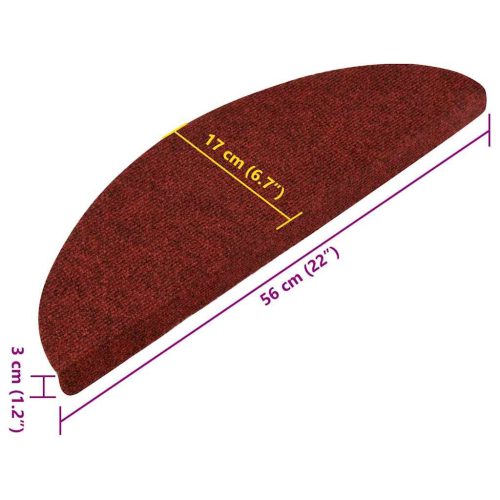  15 db piros lépcsőszőnyeg 56x17x3 cm
