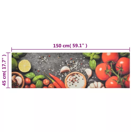  mosható zöldségmintás bársony konyhai szőnyeg 45x150 cm