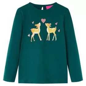 Sötétzöld hosszú ujjú gyerekpóló 116