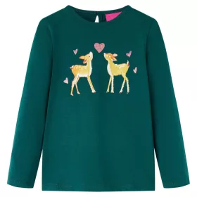 Sötétzöld hosszú ujjú gyerekpóló 128