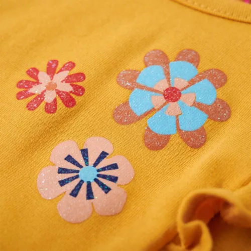 Sötét okker hosszú ujjú gyerekpóló 140