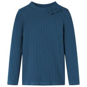 Tengerészkék hosszú ujjú bordázott gyerekpóló 140