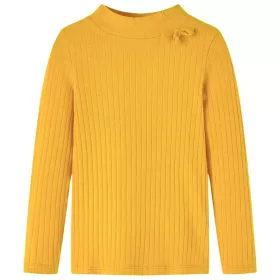 Sötét okker hosszú ujjú bordázott gyerekpóló 104