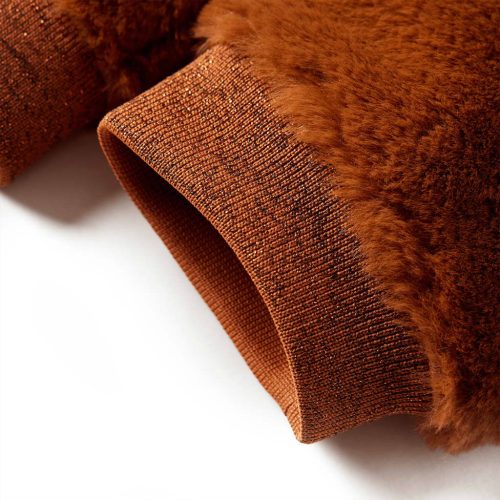 konyakbarna műszőrme kapucnis gyerekkabát 104