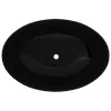 Ovális, fekete kerámia mosdókagyló 40 x 33 cm