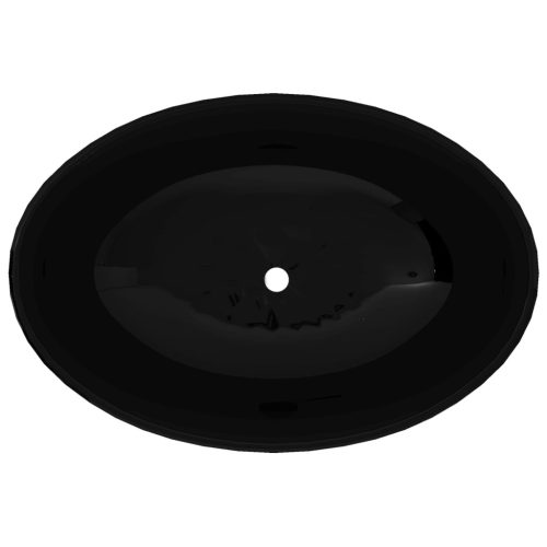 Ovális, fekete kerámia mosdókagyló 40 x 33 cm
