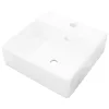 Négyszögletes luxus kerámia mosdókagyló túlfolyóval és lyukkal csaphoz 41 x 41 cm