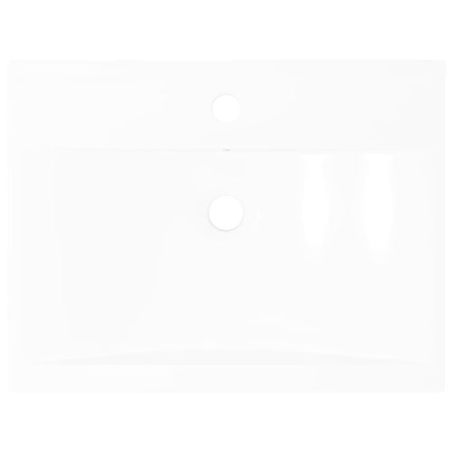 Négyszögletes fehér luxus kerámia mosdókagyló lyukkal csaphoz 60x46 cm