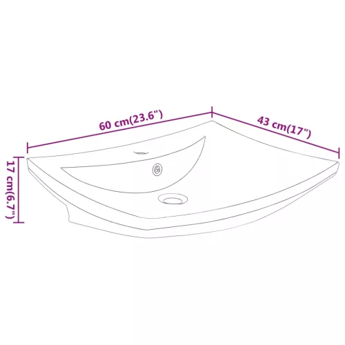Négyszögletes luxus kerámia mosdókagyló túlfolyóval és lyukkal csaphoz 