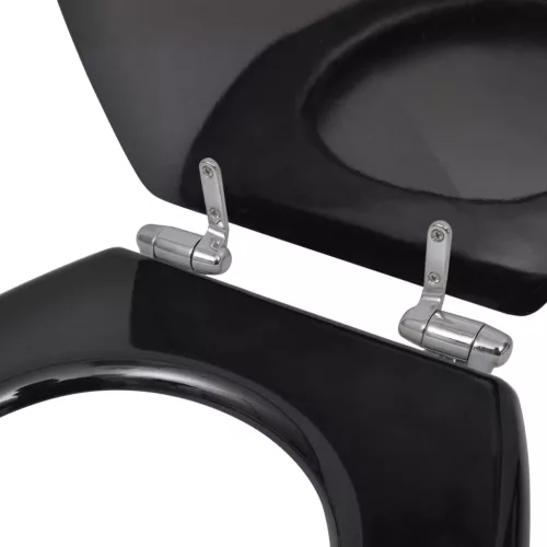  lassan csukódó egyszerű tervezésű fekete MDF WC-ülőke