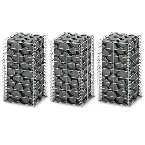   3 db gabion kosár horganyzott drótból 25 x 25 x 50 cm 