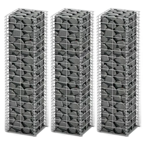   3 db gabion kosár horganyzott drótból 25 x 25 x 100 cm 