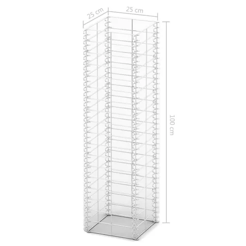   3 db gabion kosár horganyzott drótból 25 x 25 x 100 cm 