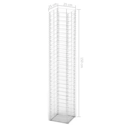  3 db gabion kosár horganyzott drótból 25 x 25 x 150 cm 