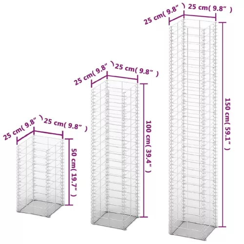   3 db gabion kosár horganyzott drótból 