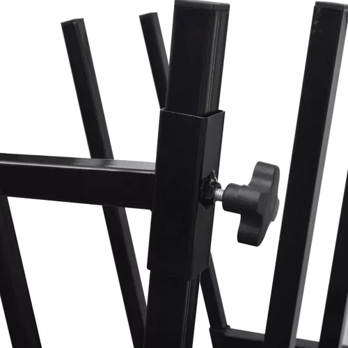 Fekete porszórt famegmunkáló fűrészállvány