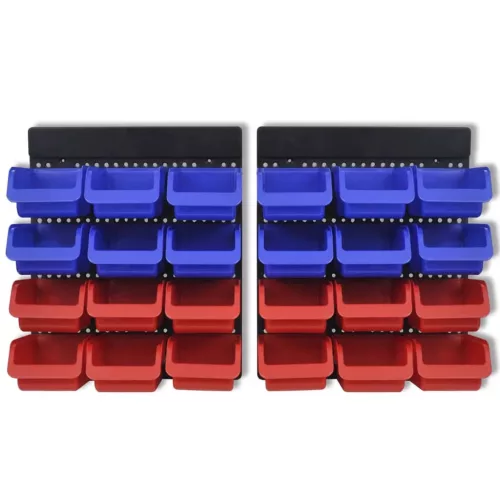 2 paneles falra szerelhető polc garázsba kék & piros