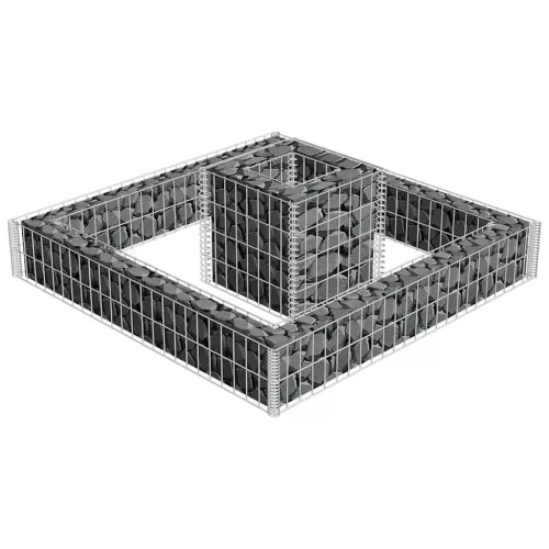  horganyzott acél gabion virágtartó 120 x 120 x 20 cm