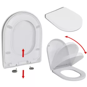   fehér szögletes gyorskioldó WC-ülőke lassan csukódó fedéllel 