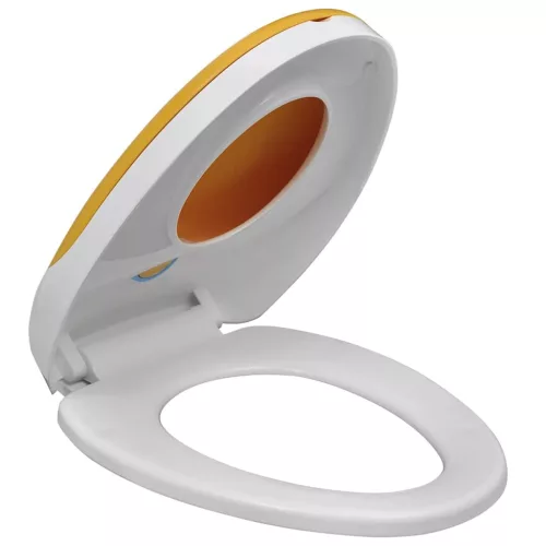  fehér és sárga gyerek/felnőtt WC-ülőke lassan csukódó fedéllel