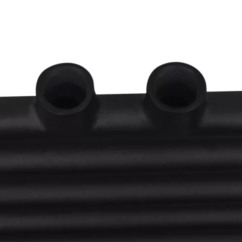 Fekete fürdőszobai egyenes törölközőtartó központi fűtéssel 480x480 mm