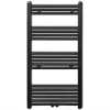 Fekete fürdőszobai egyenes törölközőtartó központi fűtéssel 600x1160mm