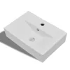 Fehér négyszögű kerámia mosdókagyló csapteleppel/túlfolyó nyílással