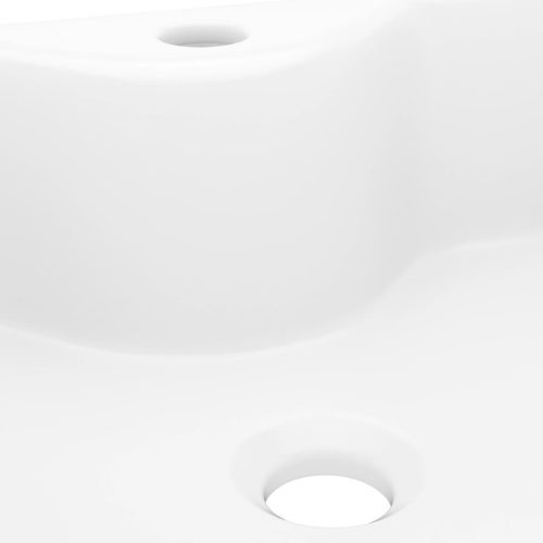 Négyszögletes kerámia fürdőszoba mosdókagyló csaptelep lyukkal fehér 