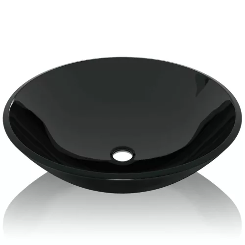  42 cm-es edzett üveg mosdókagyló fekete