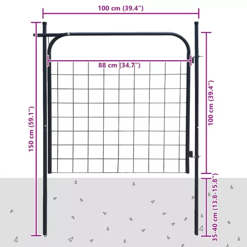  antracit színű kerti kerítéskapu 100 x 100 cm