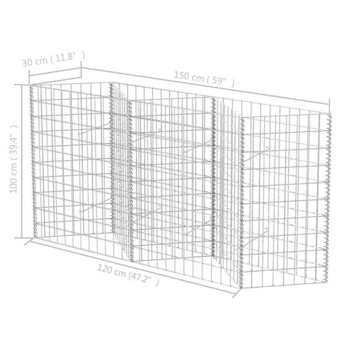  horganyzott acél gabion kosár 120 x 30 x 100 cm