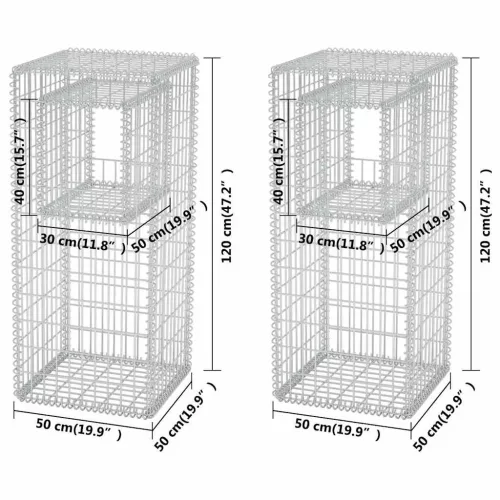 2 db  acél gabion kosár oszlop / ágyás 50 x 50 x 120 cm
