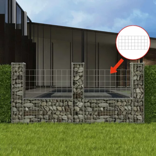  U-alakú horganyzott acél gabion kosár 240 x 20 x 100 cm