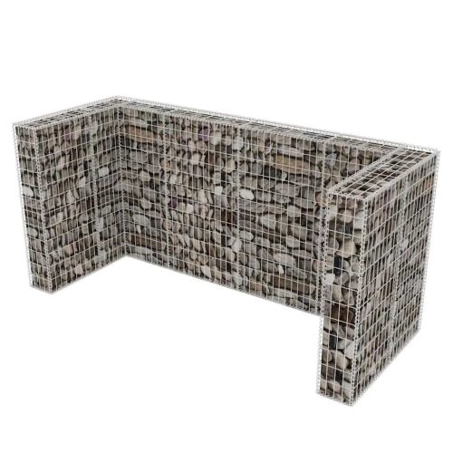  acél gabion 3 db gurulós kukához 250 x 100 x 120 cm 