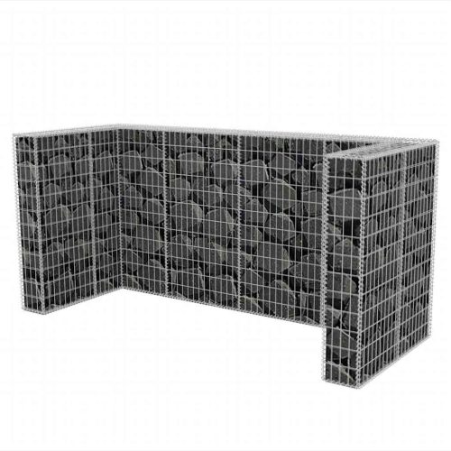  acél gabion 3 db gurulós kukához 250 x 100 x 120 cm 