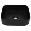  négyzet alakú, fekete kerámia mosdókagyló 38 x 38 x 13,5 cm