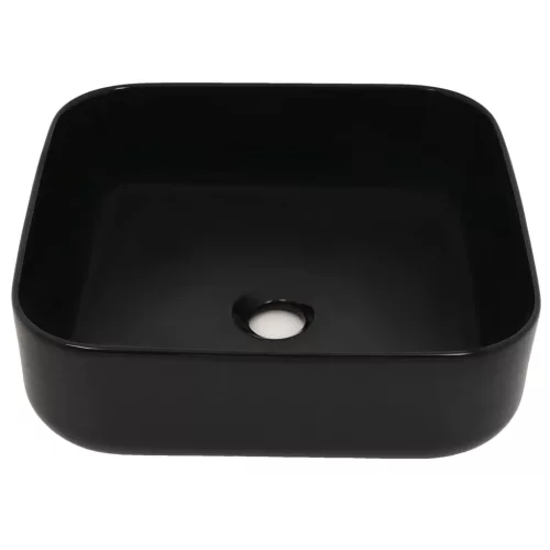  négyzet alakú, fekete kerámia mosdókagyló 38 x 38 x 13,5 cm