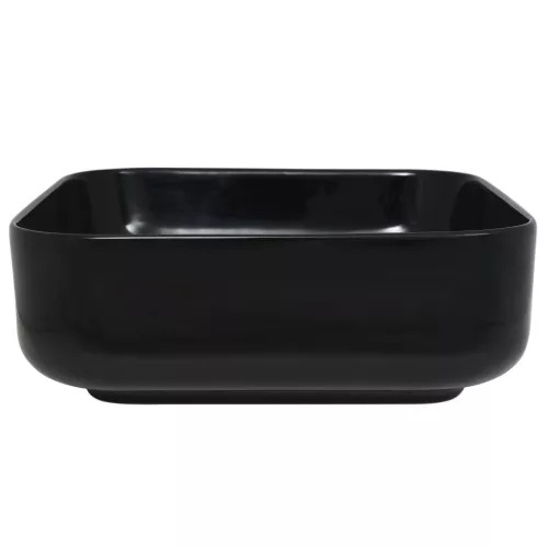  négyzet alakú, fekete kerámia mosdókagyló 38 x 38 x 13,5 cm