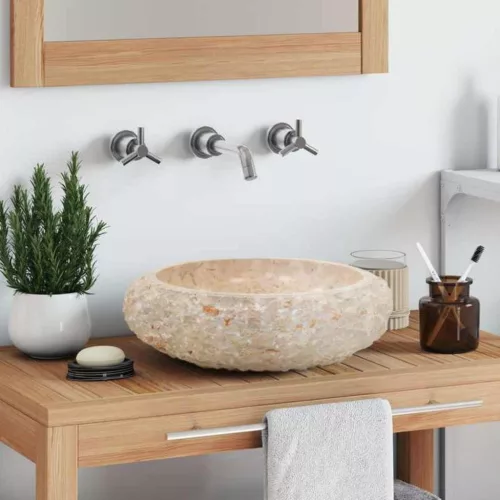  krémszínű márvány mosdókagyló 40 x 12 cm