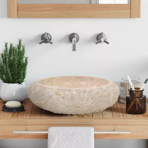  krémszínű márvány mosdókagyló 40 x 12 cm