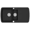  fekete, kétmedencés gránit mosogatótálca 