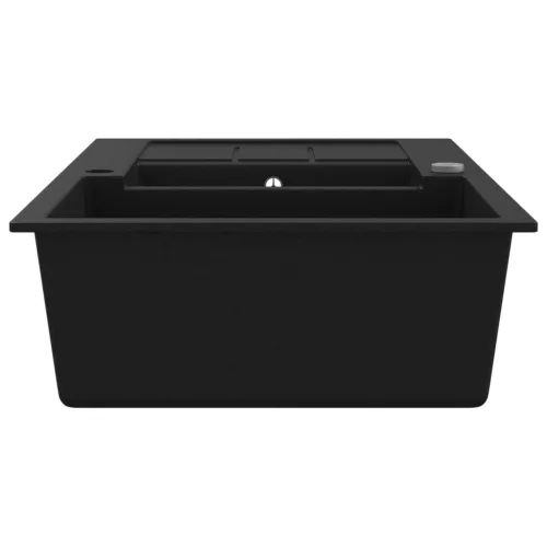  fekete, kétmedencés gránit mosogatótálca 