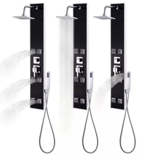  fekete üveg zuhanypanel 18 x 42,1 x 120 cm