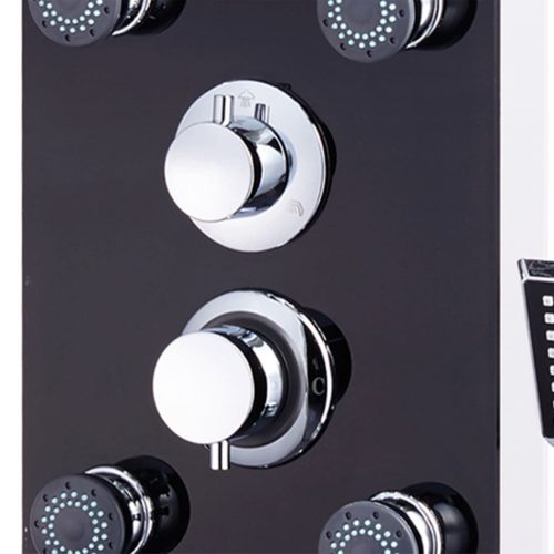  fekete üveg zuhanypanel 25 x 44,6 x 130 cm 