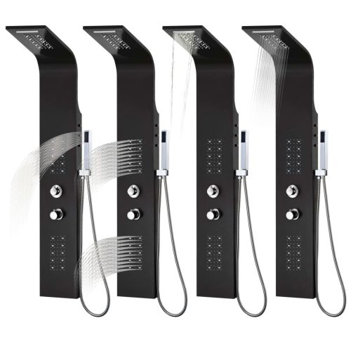  fekete alumínium zuhanypanel 20 x 44 x 130 cm