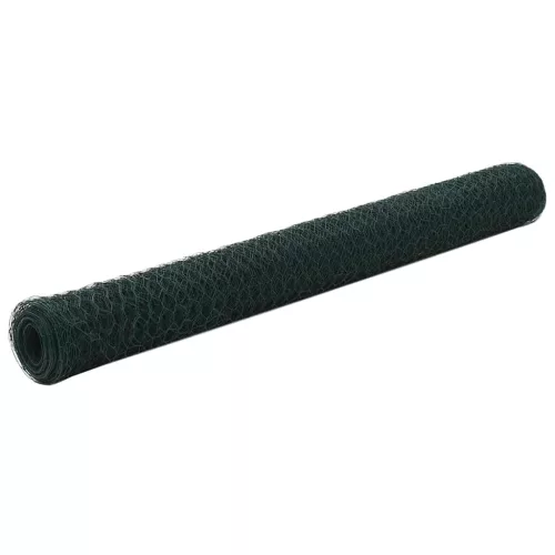  zöld PVC-bevonatú acél csirkeháló drótkerítés 25 x 1,2 m